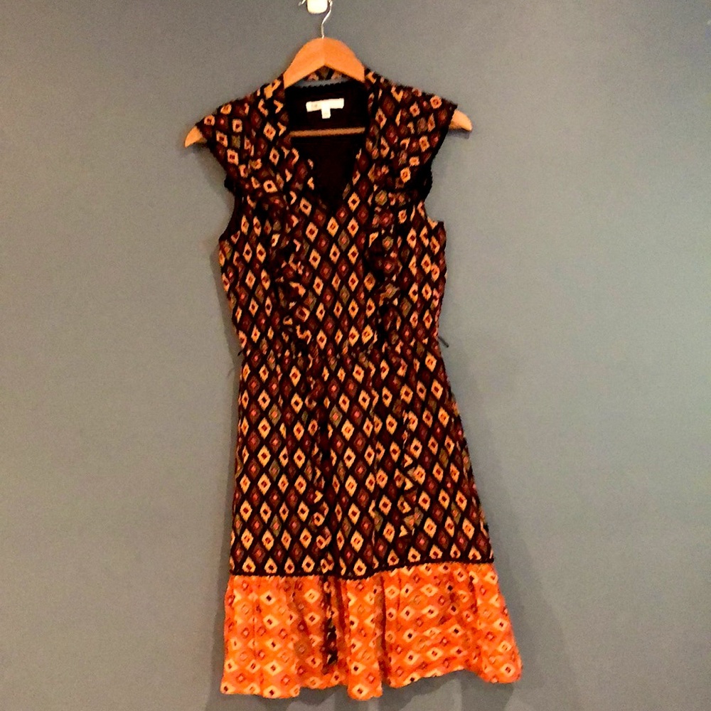 Adorable A-line Flutter Sleeve Fall Color Dress.